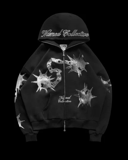 CLASH RHINESTONE ZIP HOODIE ONYX